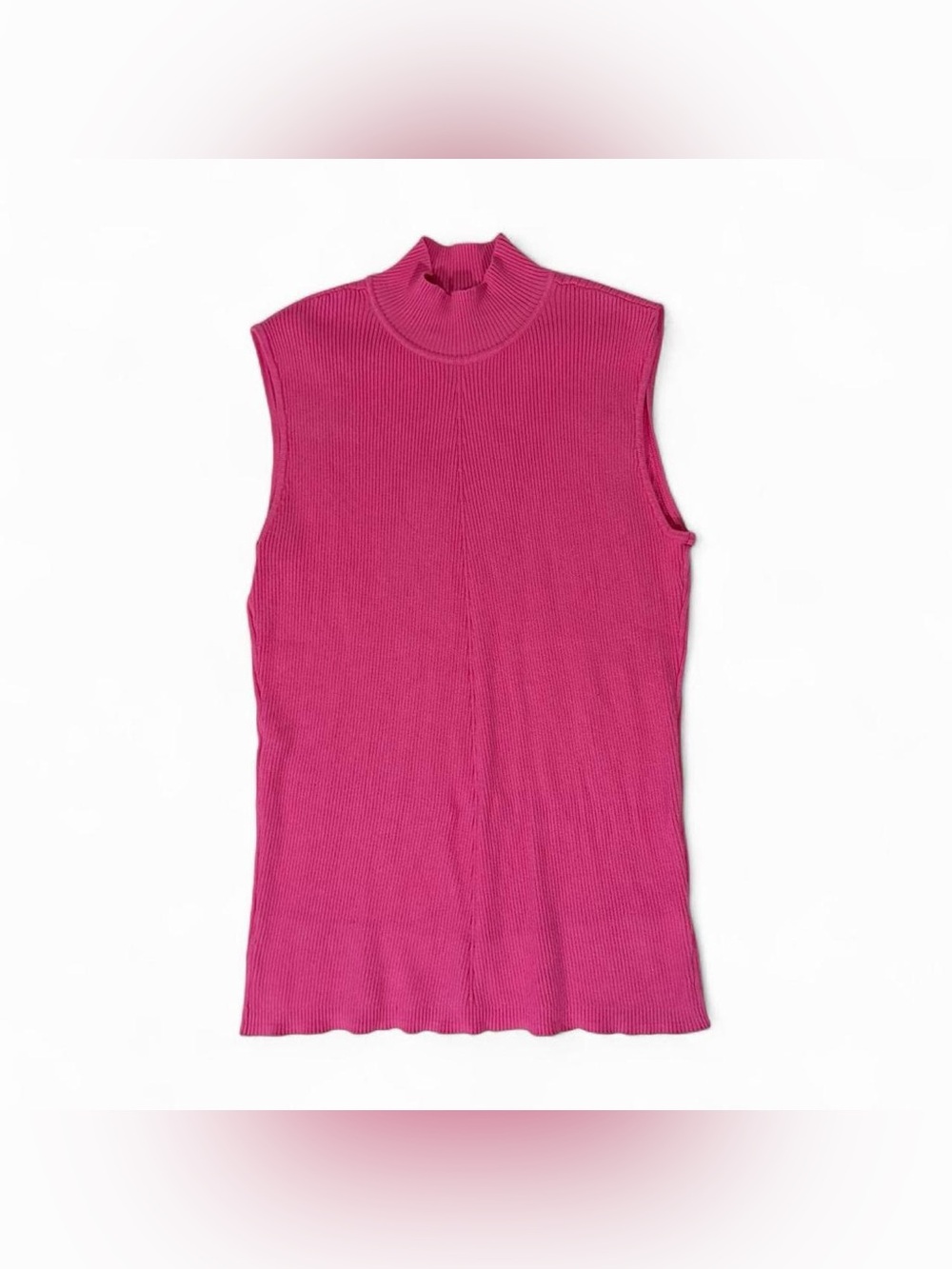 Cato Ribbed Mock Neck Sleeveless Top - Hot Pink